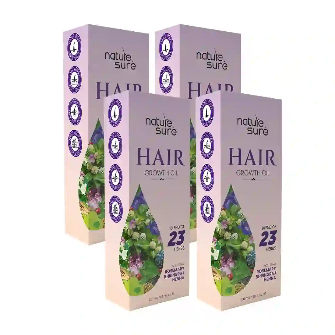 Nature Sure Hair Growth Oil with Rosemary, Bhringraj and Henna For Natural Hair Darkening