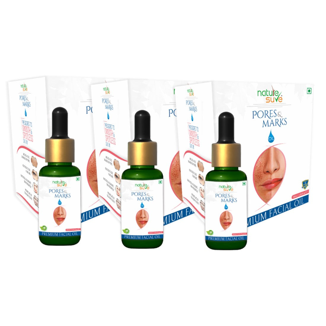 Nature Sure Pores and Marks Facial Oil with SPF 50 Sunscreen, Natural Skin Glow and Ultralight Face Care