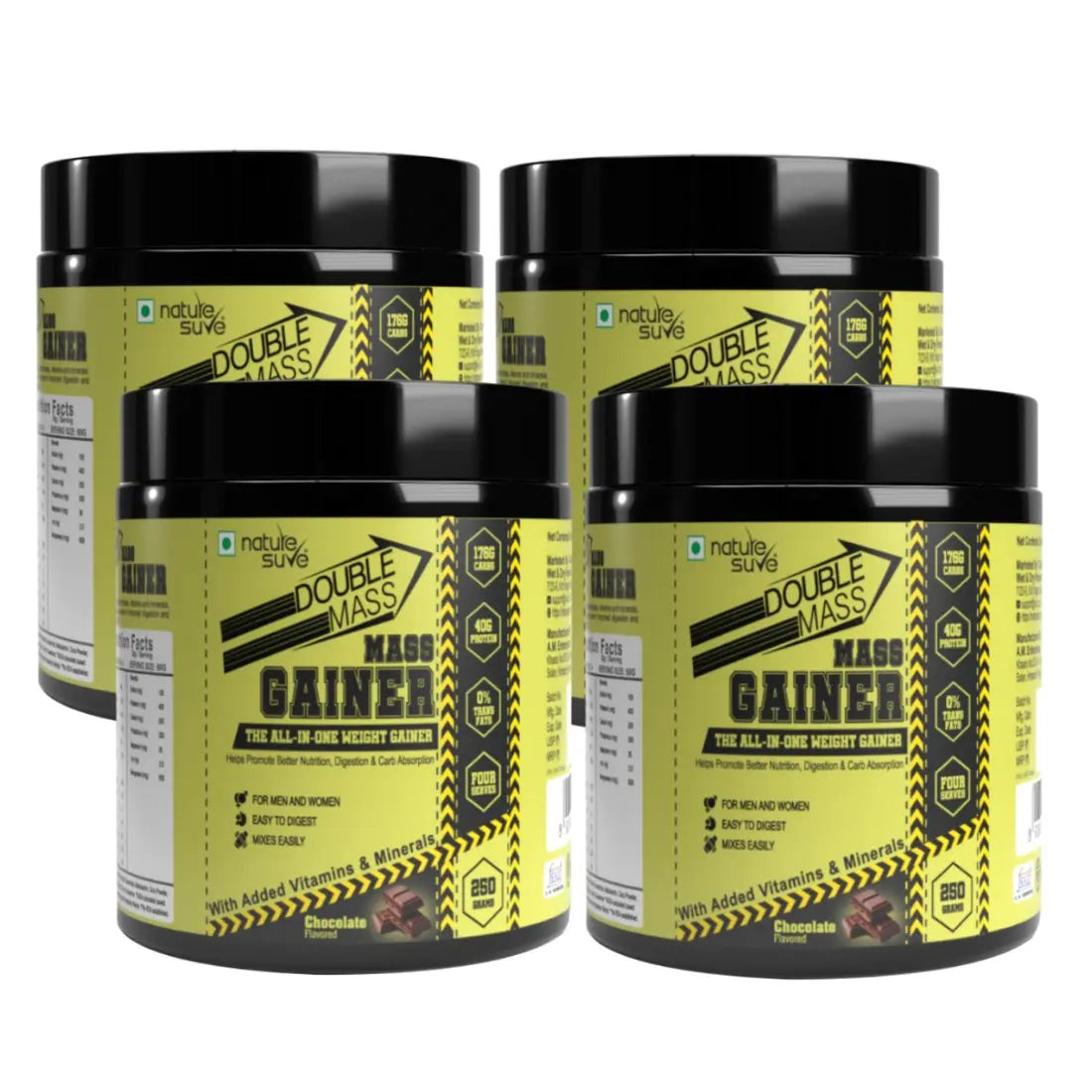 Nature Sure Double Mass Chocolate Flavored Mass Gainer with Whey Protein and Enzymes, Free Scoop Inside