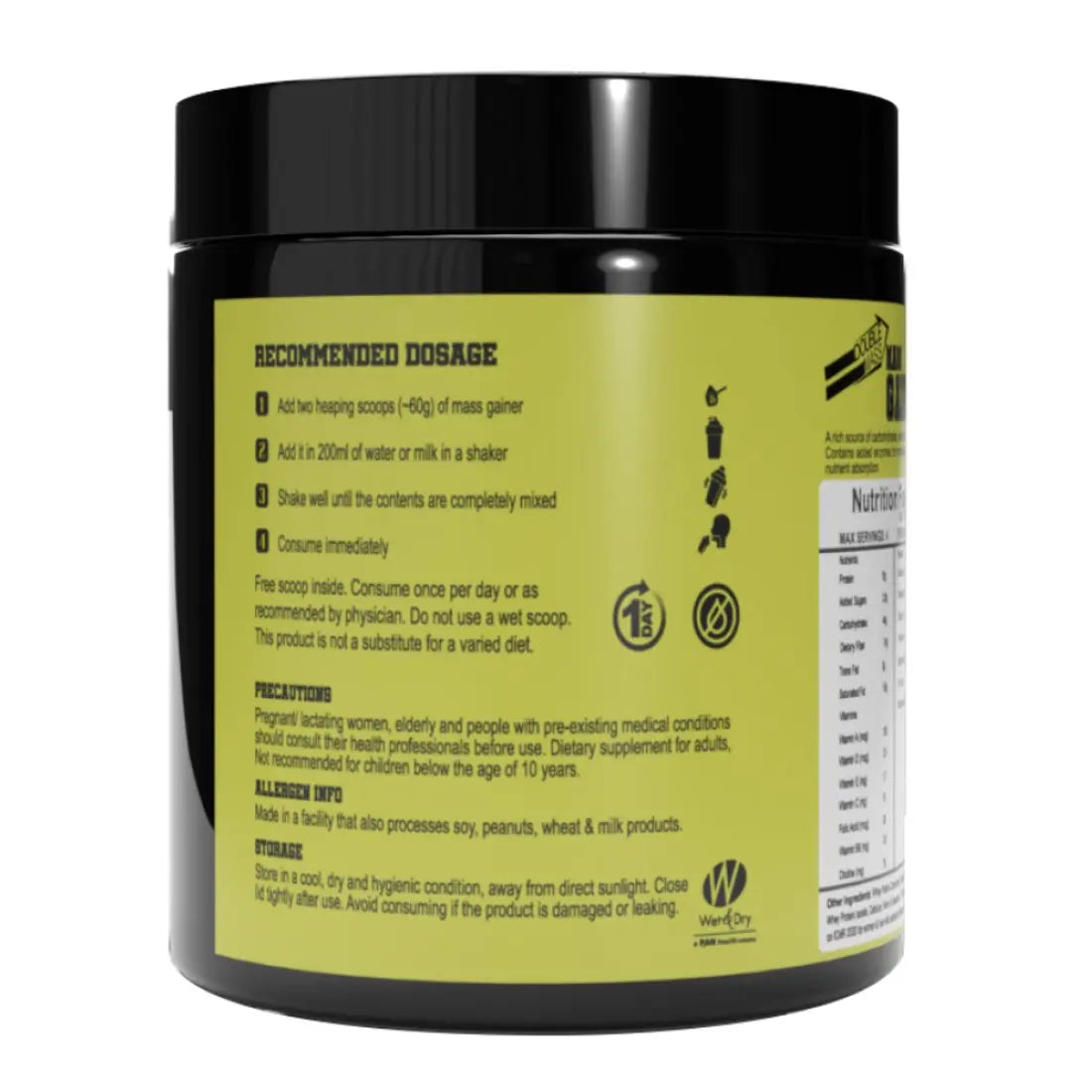 Nature Sure Double Mass Chocolate Flavored Mass Gainer with Whey Protein and Enzymes, Free Scoop Inside