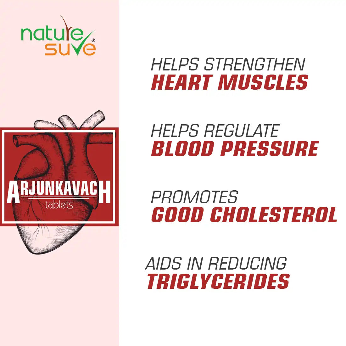 Nature Sure Arjun Kavach Tablets for Healthy Heart in Men and Women - 90 Nos