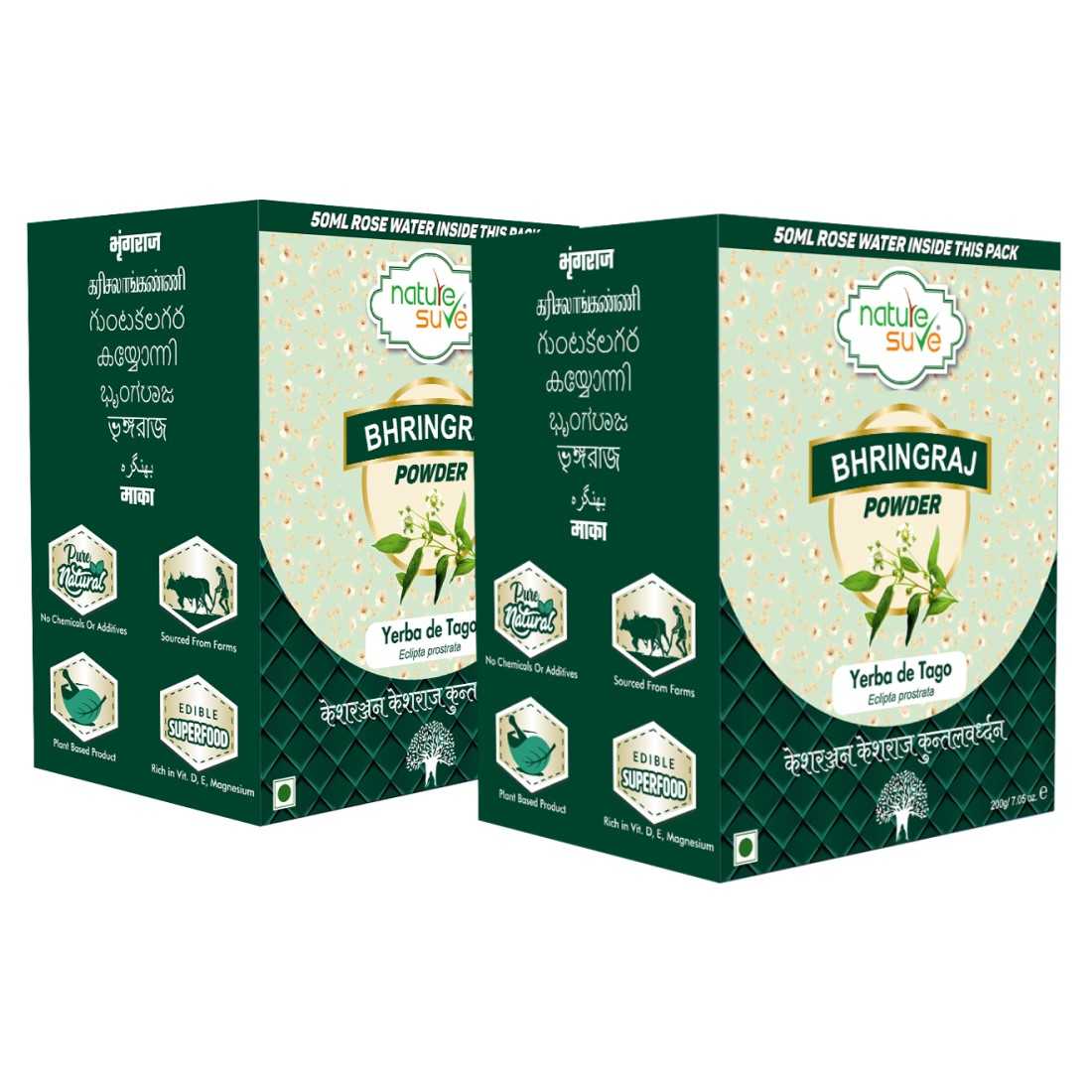 Nature Sure Bhringraj Powder 200g with Rose Water 50ml