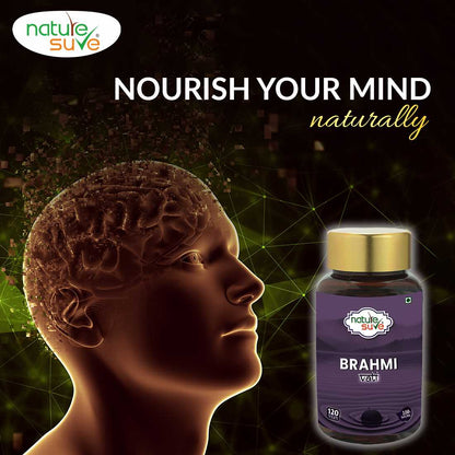 Nature Sure Brahmi Vati 120 Buddhiwardhak Ayurvedic Tablets for Brain Health, Memory Boost, Mental Alertness and Mind Relaxation in Men and Women