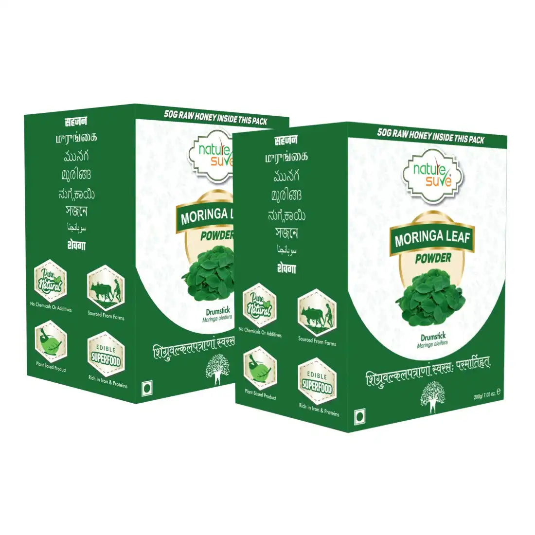 Nature Sure Moringa Leaf Atta Mix Powder 200g with Raw Honey 50g