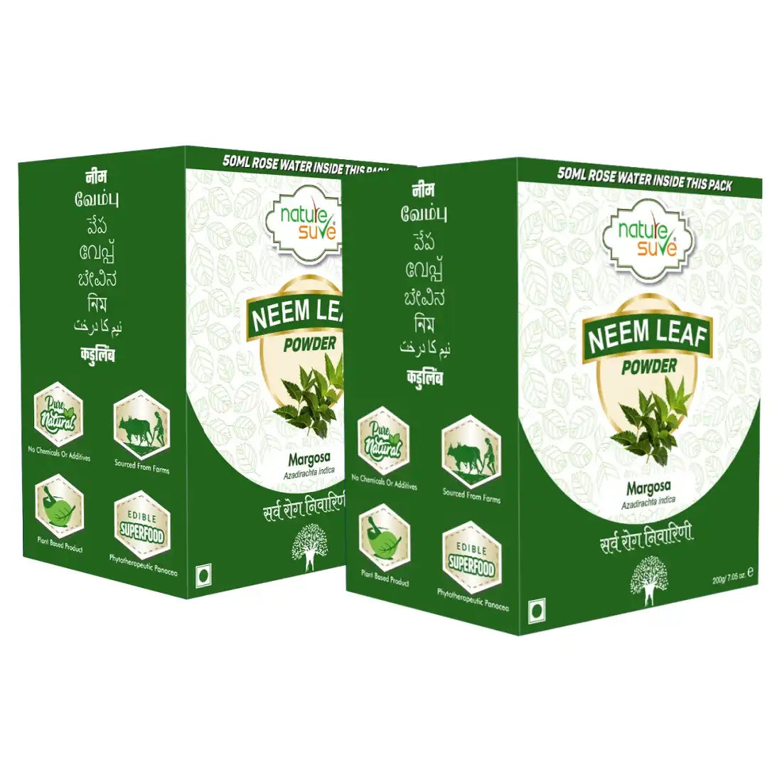 Nature Sure Neem Leaf Powder 200g with Rose Water 50ml