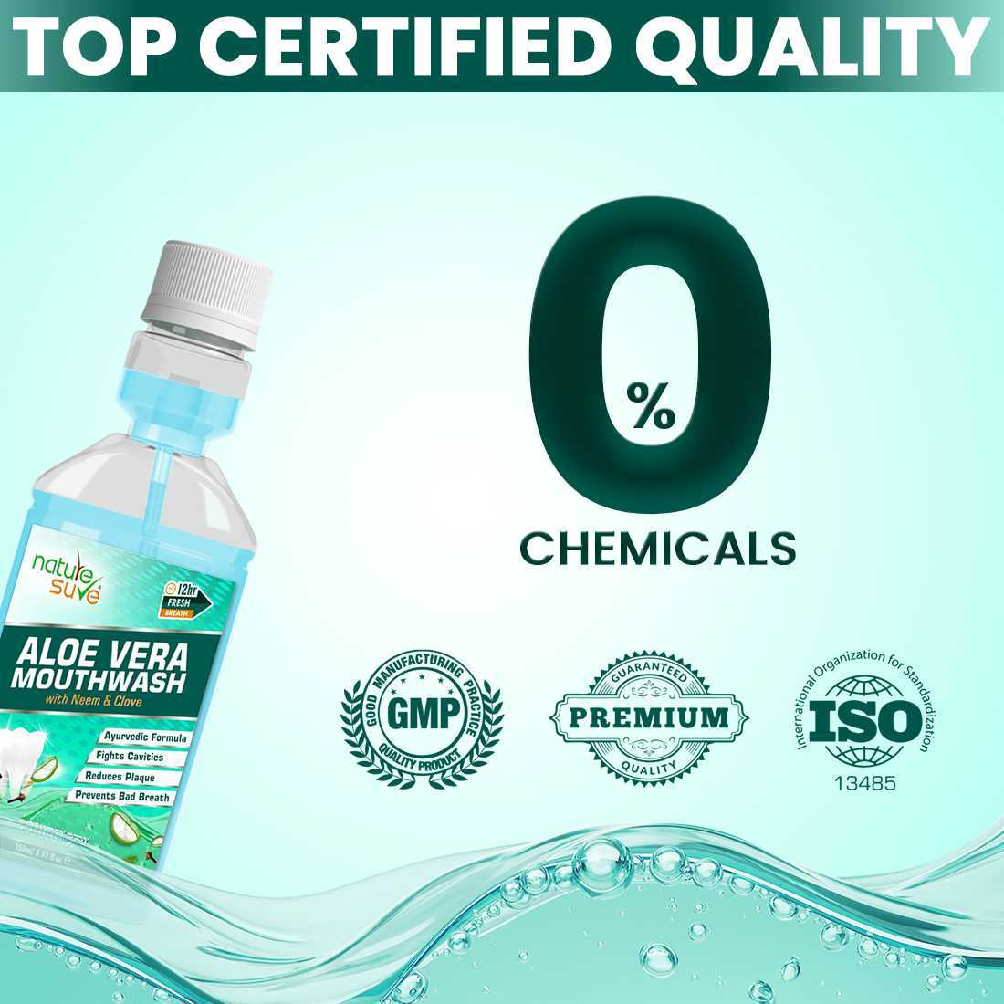 Nature Sure Aloe Vera Mouthwash with Neem and Clove Ayurvedic Antimicrobial Alcohol-Free Formula for Oral Health & Fresh Breath in Men, Women & Kids - 150ml