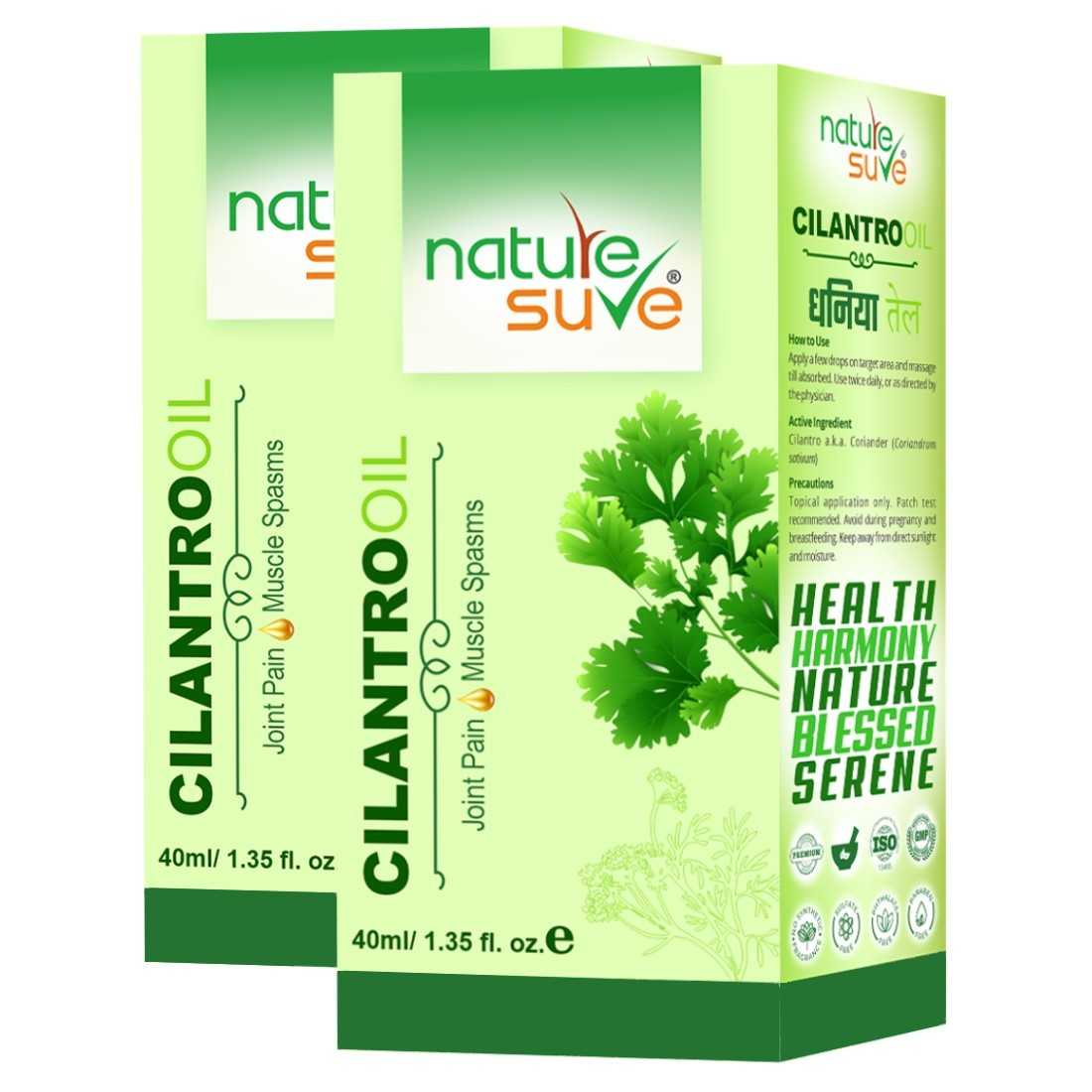 Nature Sure Cilantro Dhania Oil for Joint Pain and Muscle Spasms in Men & Women - 40ml