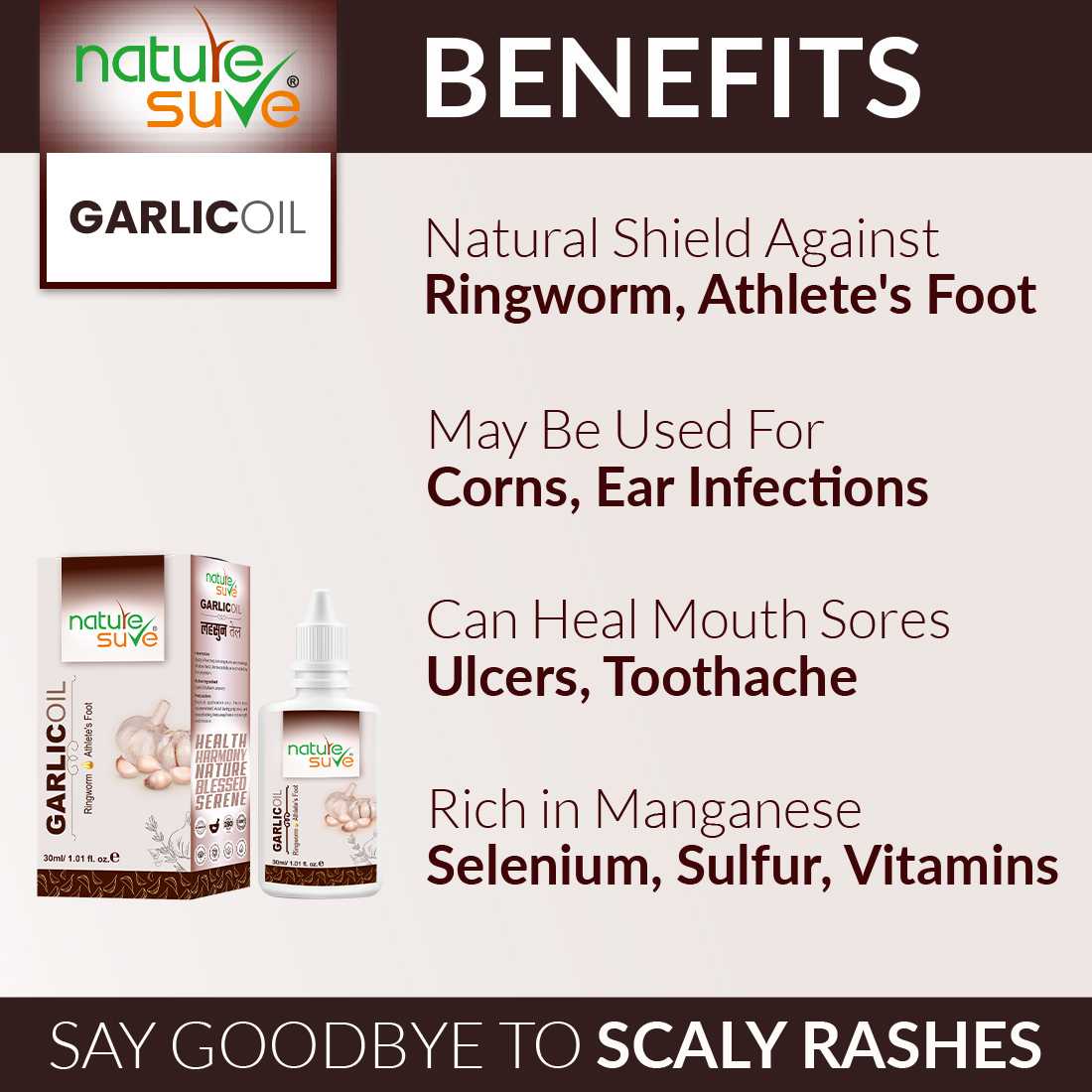 Nature Sure Garlic Oil for Ringworm and Athlete's Foot in Men & Women - 30ml