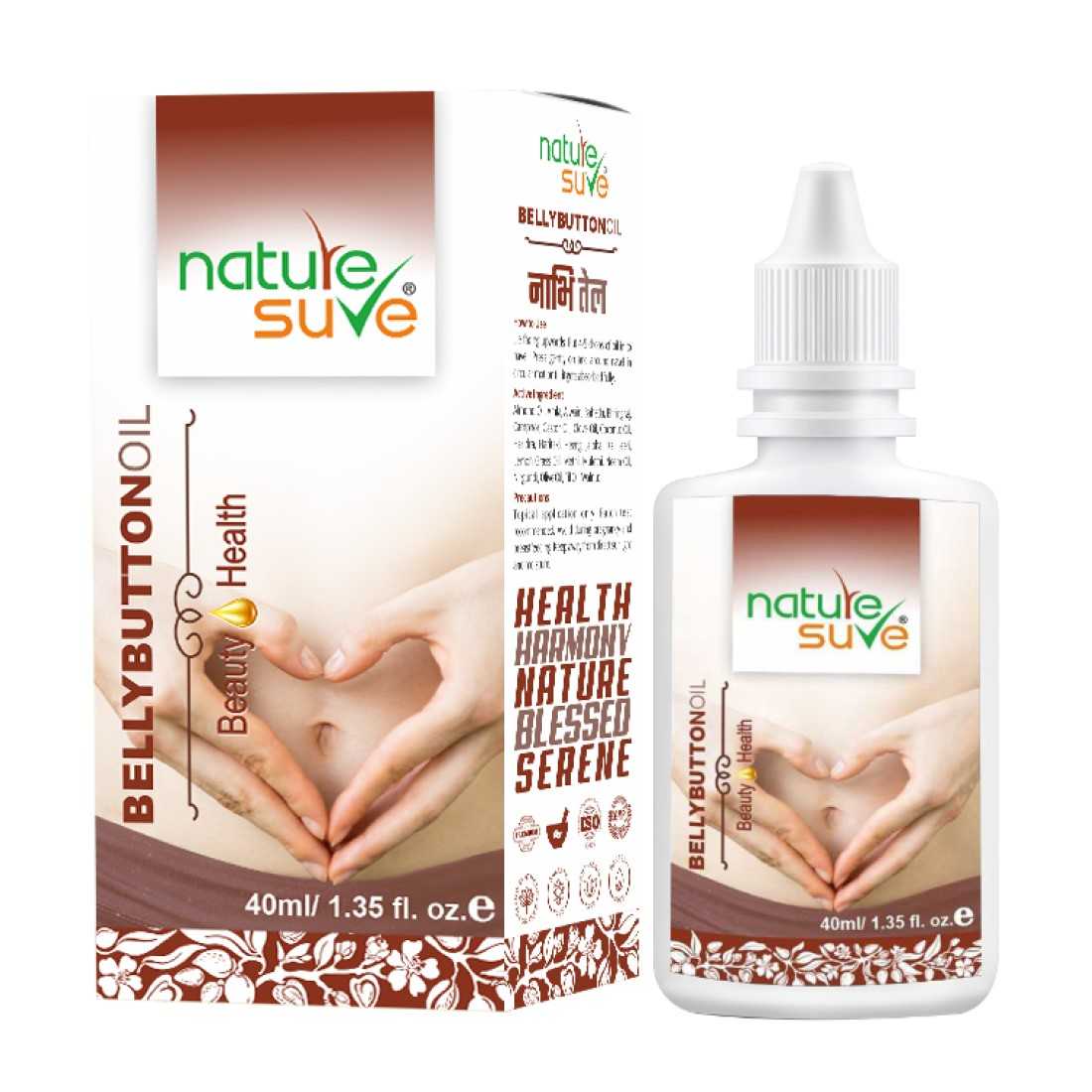 Nature Sure Belly Button Nabhi Oil for Health and Beauty in Men & Women - 40ml