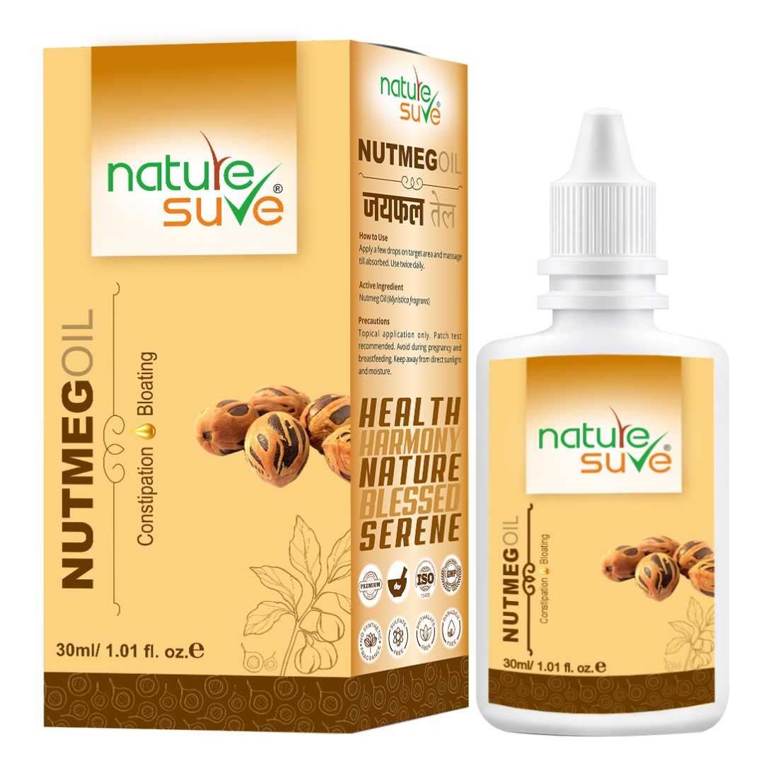 Nature Sure Nutmeg Jaiphal Oil for Bloating & Constipation in Men & Women - 30ml