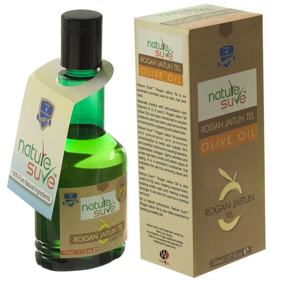 Nature Sure Rogan Jaitun Tail Olive Oil for Skin, Hair and Nail Care in Men & Women