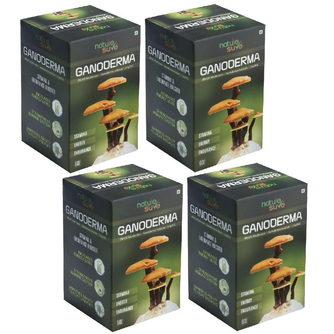 Nature Sure Ganoderma LingZhi Reishi Mushroom Capsules for Stamina and Endurance in Men & Women